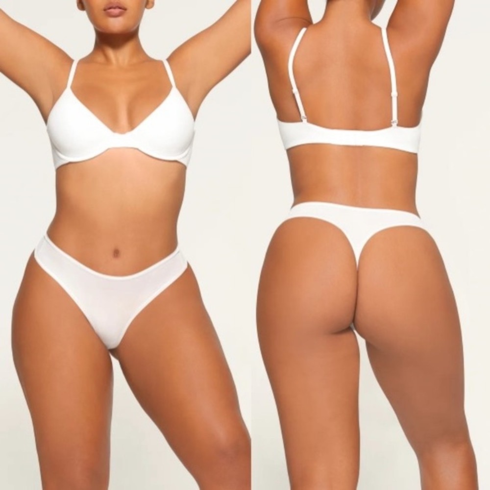 SKIMS Fits Everybody Dipped Front Thong Womens Seamless Panty Marble, Sz 4X, NWT